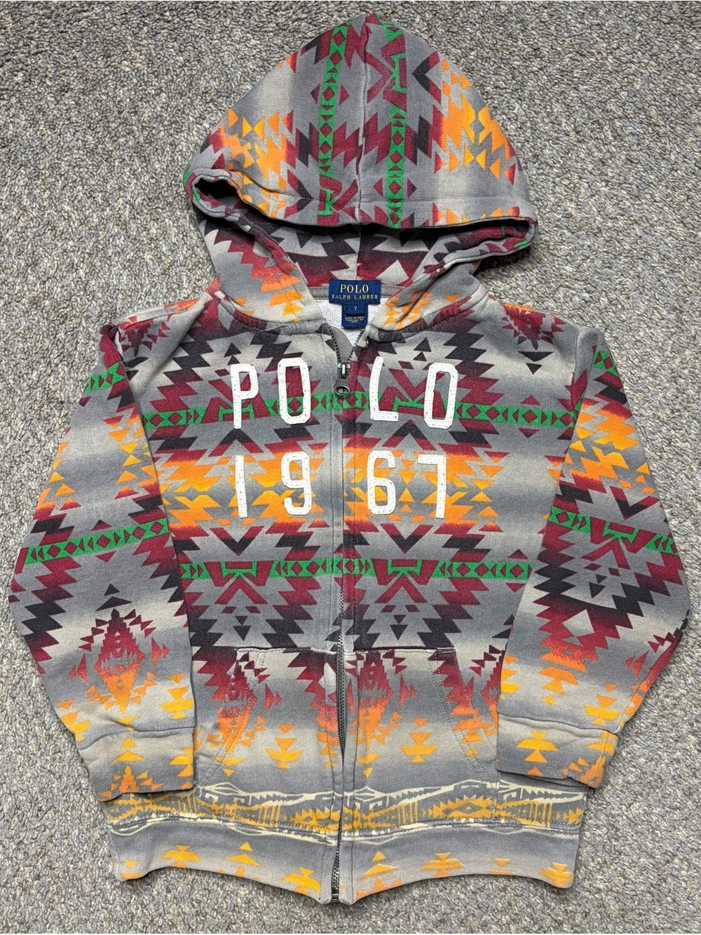 Polo Ralph Lauren Kids Full Zip Sweater Southwestern Pattern size 7